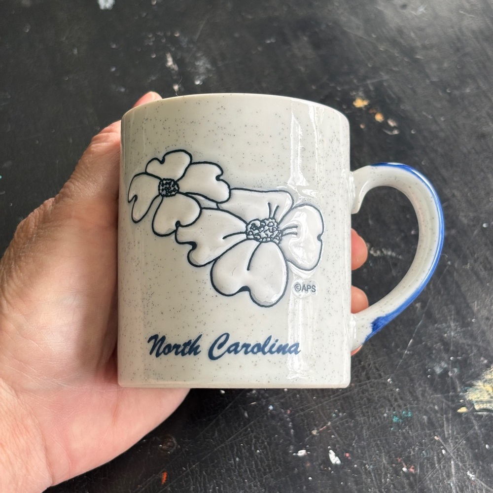 vintage north carolina dogwood flower coffee mug